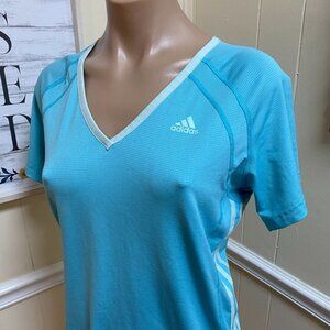 Adidas Top Womens Size Medium Blue Tennis Preppy Active Gym Workout Sporty Y2K